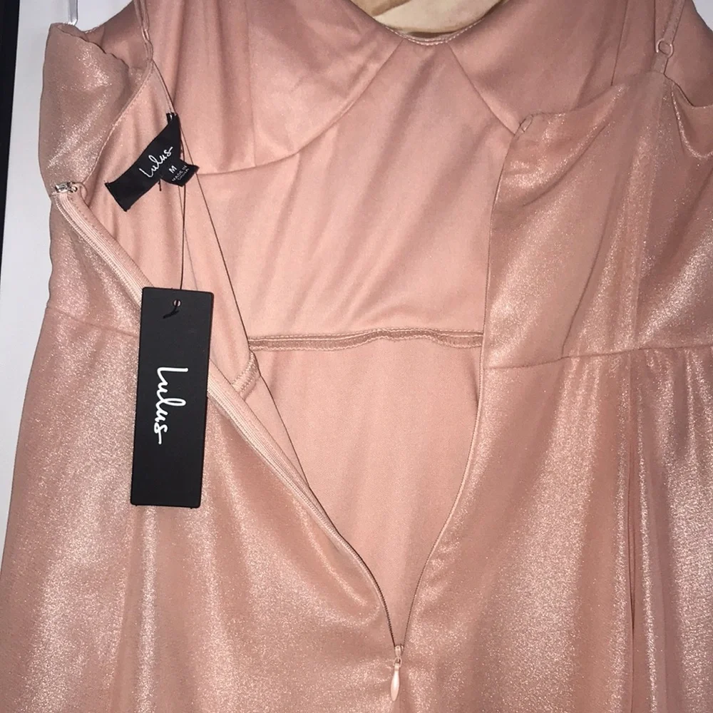 NWT Lulu’s Blush Metallic Bustier Mini Skater Dress / Medium - Picture 13 of 16